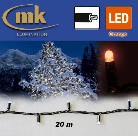 Bild von LED STRING LITE® 120 Außenlichterkette 120 teilig / 20 m / 10,5W / koppelbar / IP67 für den Aussenbereich / orange / schwarzes Kabel