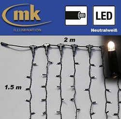 Bild von LED DRAPE LITE® 300 Gummi Lichtervorhang 230V / 2 m x 1.5 / 35W / koppelbar / IP44 für den Aussenbereich / neutralweiß / schwarzes Kabel