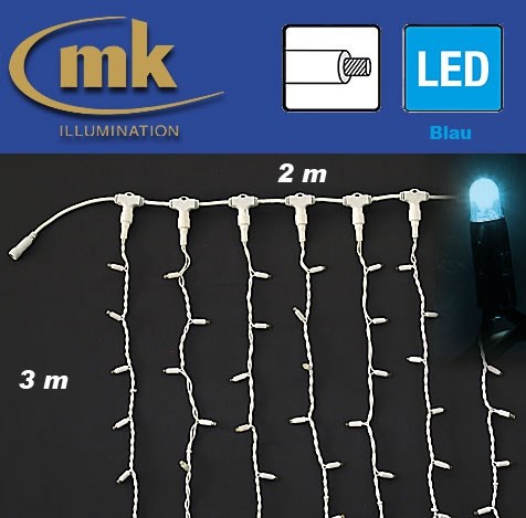 Bild von LED DRAPE LITE® 600 Gummi Lichtervorhang 230V / 2 m x 3 m / 35W / koppelbar / IP67 für den Aussenbereich / blaue LEDs / weißes Kabel