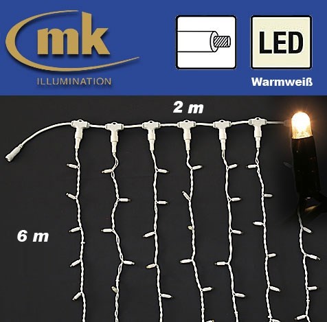 Bild von LED DRAPE LITE® 1200 Gummi Lichtervorhang 230V / 2 m x 6 m / 35W / koppelbar / IP67 für den Aussenbereich / warmweiß / weißes Kabel