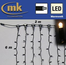 Bild von LED DRAPE LITE® 1200 Gummi Lichtervorhang 230V / 2 m x 6 m / 70W / koppelbar / IP67 für den Aussenbereich / warmweiß / schwarzes Kabel