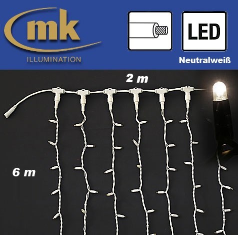 Bild von LED DRAPE LITE® 1200 Gummi Lichtervorhang 230V / 2 m x 6 m / 70W / koppelbar / IP67 für den Aussenbereich / neutralweiß / weißes Kabel