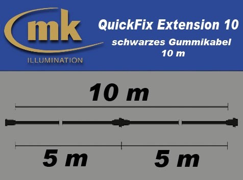 Bild von QuickFix Extension 10 / schwarzes Gummikabel 10m / IP67 / teilbar in 2 Segmente à 5 m