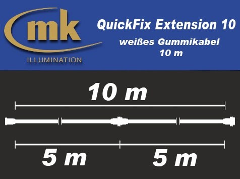 Bild von QuickFix Extension 10 / weißes Gummikabel 10m / IP67 / teilbar in 2 Segmente à 5 m