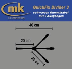 Bild von QuickFix Divider 3 schwarzes Gummikabel IP67 / Verteilerkabel mit 3 Ausgängen