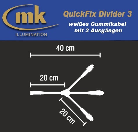 Bild von QuickFix Divider 3 weißes Gummikabel IP67 / Verteilerkabel mit 3 Ausgängen
