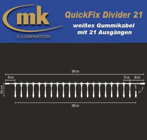 Bild von Quick-Fix Divider 21 weißes Gummikabel IP67 / Verteilerkabel mit 21 Ausgängen