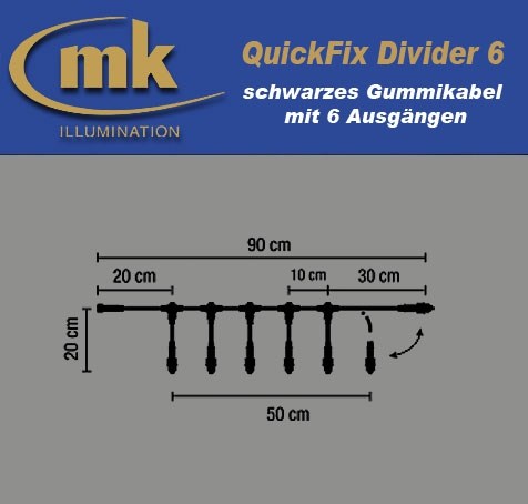 Bild von Quick-Fix Divider 6 schwarzes Gummikabel IP67 / Verteilerkabel mit 6 Ausgängen