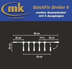 Bild von Quick-Fix Divider 6 weißes Gummikabel IP67 / Verteilerkabel mit 6 Ausgängen