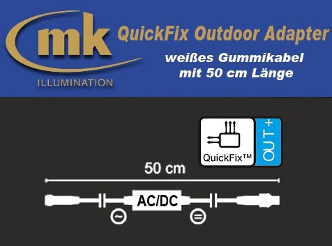 Bild von Quick-Fix Outdoor Adapter weißes Gummikabel IP67 / Adapter - LED Gummiprodukte an QuickFix mit Gleichrichter