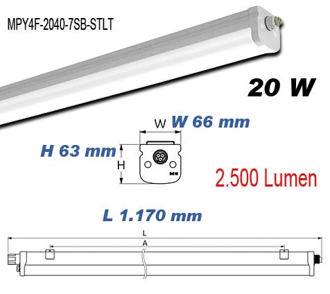 Bild von General Electric LED Feuchtraumbalken IP65 / 2.500 Lumen / 20W / 220-240V / 125° / 4.000K / 840 Neutralweiß /  A+