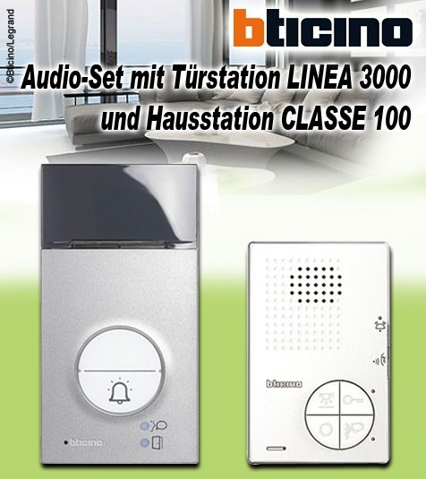 Bild von Bticino FlexONE Audio-Set mit Türstation LINEA 3000 und Hausstation CLASSE 100 A12B