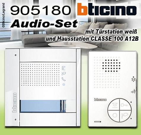 Bild von Bticino FlexONE Audio-Set mit Türstation SFERA Weiß und Hausstation CLASSE 100 A12B