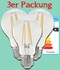 Bild von Eglo 3er Packung LED Filament Glühlampen A60 / 810 Lumen / 6,5W / E27 / 220-240V / 360° / 2.700K - Warmweiß - klar, Bild 1