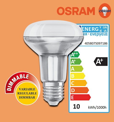 Bild von Osram LED-Filament-Reflektorlampe LEDvance Parathom R80 / 670 Lumen / 9,6W / E27 / 230V / 2.700 K / 827 / warmweiß / A+ / dimmbar