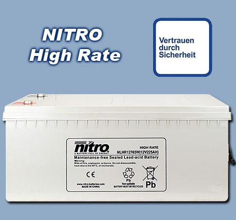 Bild von Nitro High Rate Blei-Akku NLHR12765W / 12 V / 240Ah / M8 / 130007