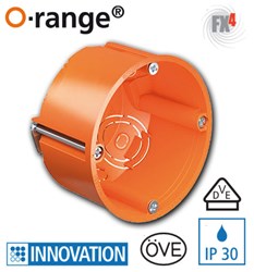 Bild von Hohlwand-Gerätedose orange mit Halterand für Plattenstärke 7 - 40 mm