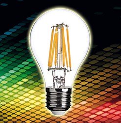 Bild von NV LED-Filament-Glühlampe A60 / 600 Lumen / 6W / E27 / 12V / 360 Grad / A++ / 2.700K / 827 Warmweiß klar