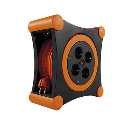 Bild von Kabelbox XTRA-Box orange/schwarz / IP20 / mit 12,5m Kabel H05VV-F 3x1,5 und 4 SSD