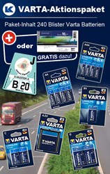 Bild von Varta-Aktionspaket bestückt mit 240 Blister Varta Batterien + 1 x Jahres-Vignette 2020 oder 9 x Benzingutscheine GRATIS!