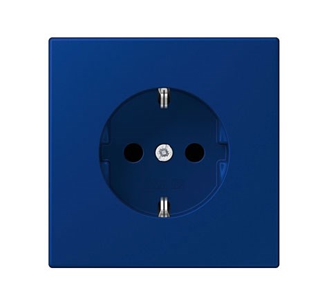 Bild von Jung Schuko Steckdose 1-fach mit Berührungsschutz, 70 x 70 mm, 16A 250V~, blau glänzend