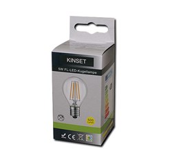 Bild von LED-Filament-Kugellampe G45 / 500 Lumen / 5W / E14 / 230V / 360° / 3.000K / Warmweiß klar / A+