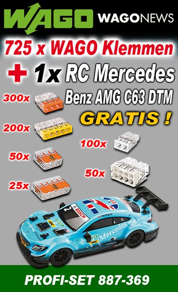Bild von Wago Aktionspaket mit 725 Klemmen und 1 x RC Mercedes Benz AMG C63 DTM GRATIS!