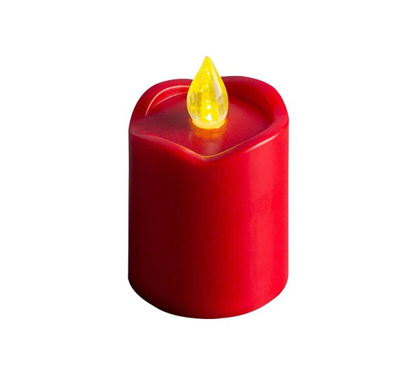 Bild von LED-Grabkerze rot mit warmweißer Flackerflamme und Dämmerungssensor
