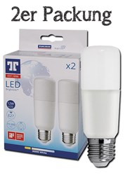 Bild von 2er Packung LED Lampe Bright Stik T45 / 1.055 Lumen / 12W / E27 / 100-240V / 3.000 K / 830 Warmweiß / Sofortstart / A+