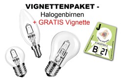 Bild von Aktionspaket: Halogenbirnen + Vignette oder 9 x Benzingutscheine GRATIS 