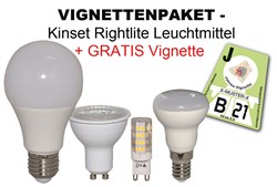 Bild von Aktionspaket: LED Kinset Rightlite & LED Modee Leuchtmittel + Vignette oder 9x Benzingutscheine GRATIS
