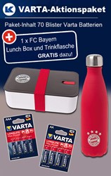 Bild von Varta Aktionspaket Longlife Max Power Package + 1 x FC Bayern Lunch Box und Trinkflasche GRATIS!