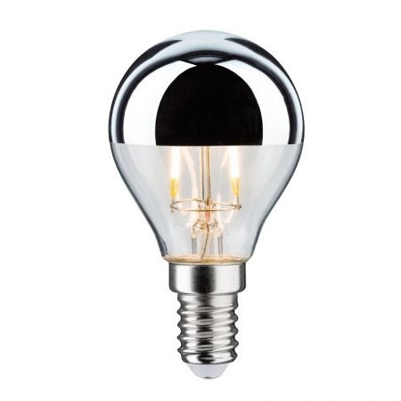 Bild von LED Filament Kugel Kopfspiegellampe silber / 220 lm / 2,6W / E14 / 230V / 2.700K / ww