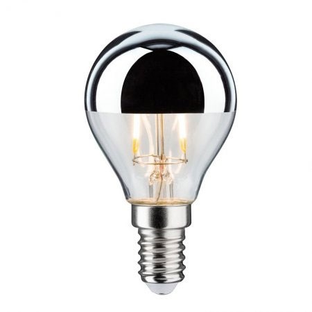 Bild von LED Filament Kugel Kopfspiegellampe silber / 220 Lumen / 2,6W / E14 / 230V / 2.700K / Warmweiß