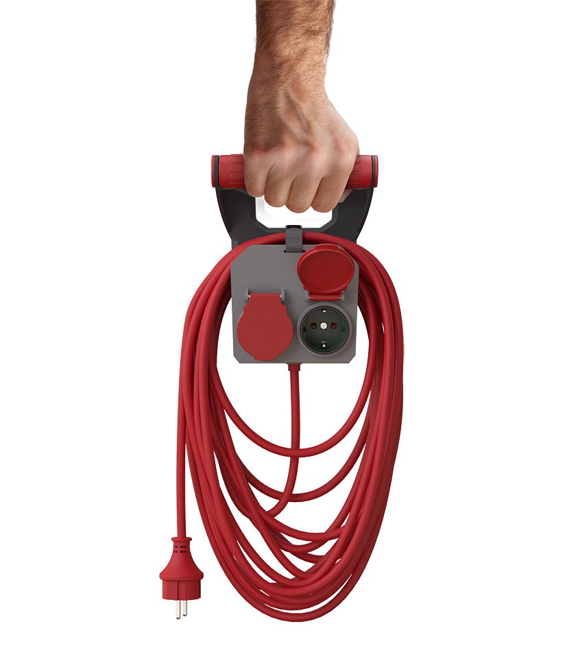 Bild von Stromverteiler mit Wandhalterung / 2 x SSD / IP44 / Zul. 10m 3x1,5 / inkl. Montagezubehör / Klettband