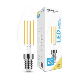 Bild von Smart Lighting LED Filament Kerzenlampe C35 / 430 Lumen / 4W / E14  / 360° 2.700K / 827 Warmweiß klar