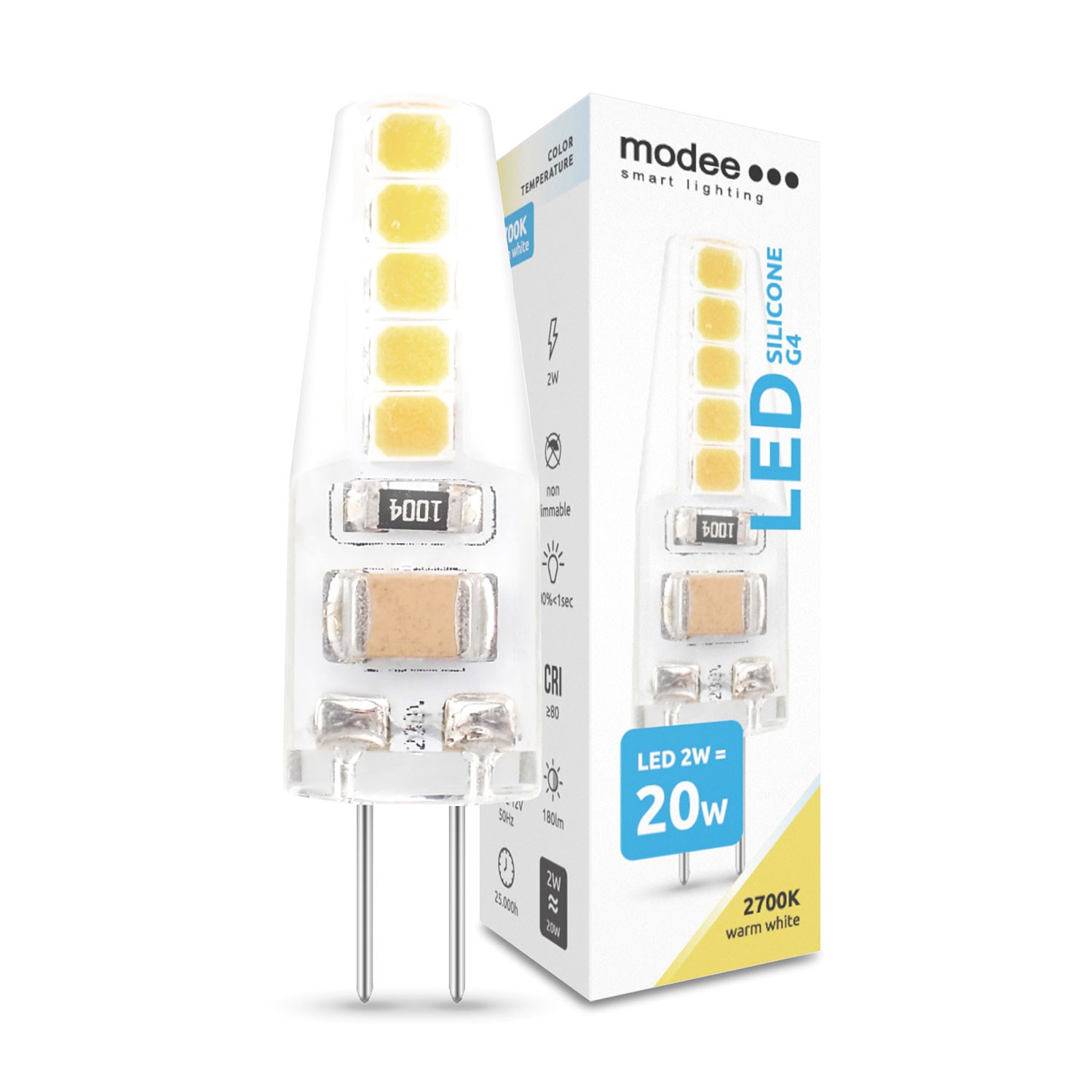 Bild von LED NV Silikon Stiftsockellampe / 180 lm / 1,8W / G4 / AC/DC-12V / 360° / 2.700K ww