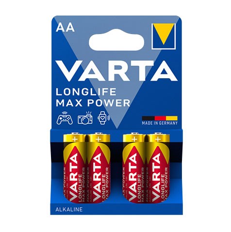 Bild von Varta Longlife Max Power Alkaline AA Mignon 1,5V / MN1500 / LR6 - 4er Blister / V4706