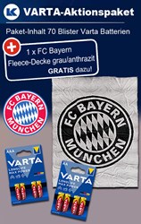 Bild von VARTA Paket Longlife Max Power + 1x FC Bayern Fleece-Decke anthrazit/grau GRATIS