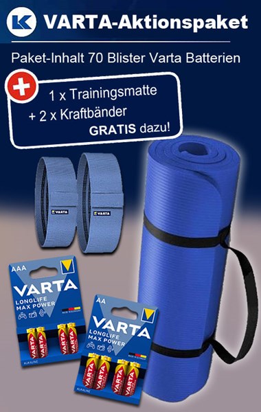 Bild von VARTA Paket Longlife Max Power + 1 x Trainingsmatte + 2 x Kraftbänder GRATIS