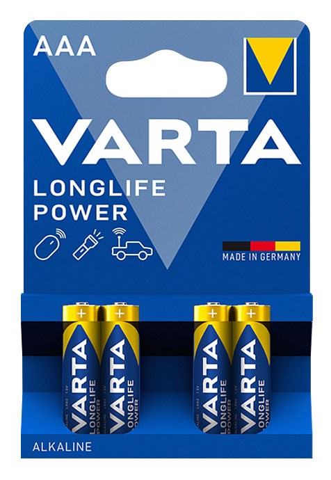 Bild von Varta Longlife Power Alkaline AAA Micro 1,5V / 4er Blister / V4903