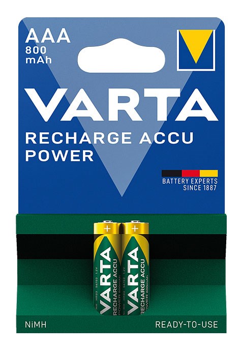 Bild von Varta Recharge Akku Power NiMH Akku Micro 800mAh / 1,20V / V56703 - 2er Blister