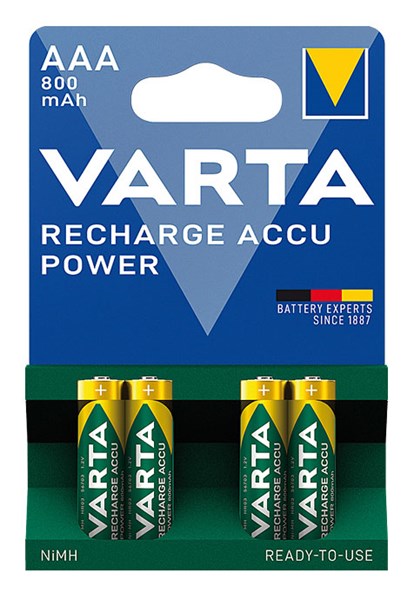 Bild von Varta Recharge Akku Power NiMH Akku Micro 1,2V / 800mAh / V56703 - 4er Blister