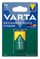 Bild von Varta Recharge Akku Power NiMH E-Block 6F22 / 200mAh / 9V / V56722 - 1er Blister