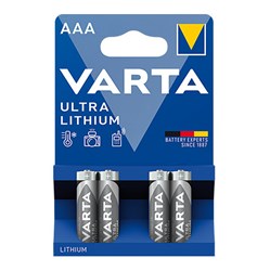 Bild von Varta Professional Lithium Batterie Micro AAA 1,50V / 1.100 mAh / V6103 - 4er Blister