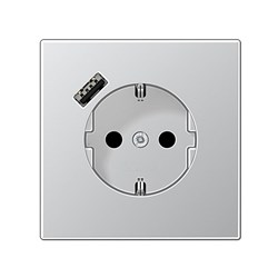 Bild von Jung SCHUKO-Steckdose 1-fach mit USB-Ladegerät / Schnellladefunktion / Thermoplast / Aluminium lackiert