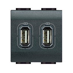 Bild von BTicino Living Light USB-Lademodul 2-fach Typ A / 2-modulig / 100-240V / anthrazit 