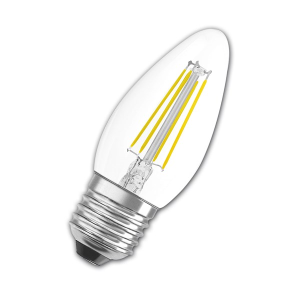 Bild von LED HV Filament Kerzenlampe PARATHOM Retrofit CLASSIC B40 / 470 Lumen / 4W / E27 / 220-240V / 2.700 K / 827 Warmweiß klar