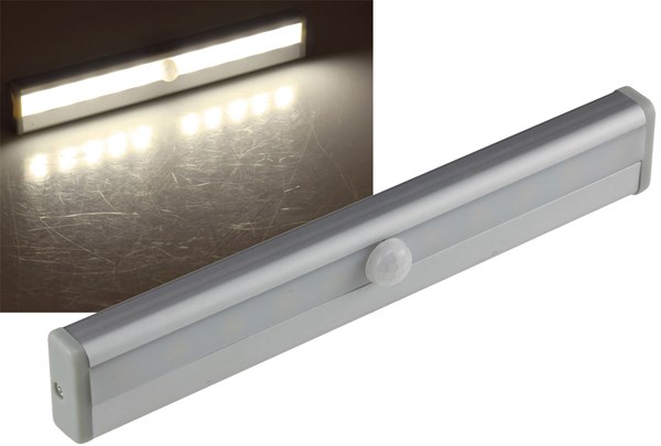 Bild von LED-Unterbauleuchte LUB-ALU / 80 Lumen / 3.000K / 120° / Batteriebetrieb + Sensor / Warmweiß
