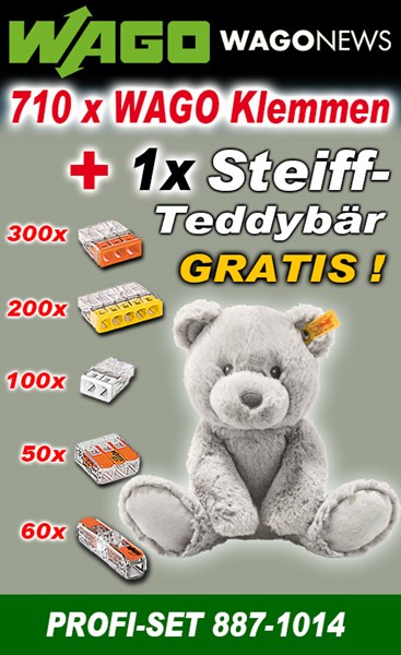 Bild von WAGO Aktionspaket mit 710 Klemmen und 1 x Steiff Teddybär Bearzy GRATIS!